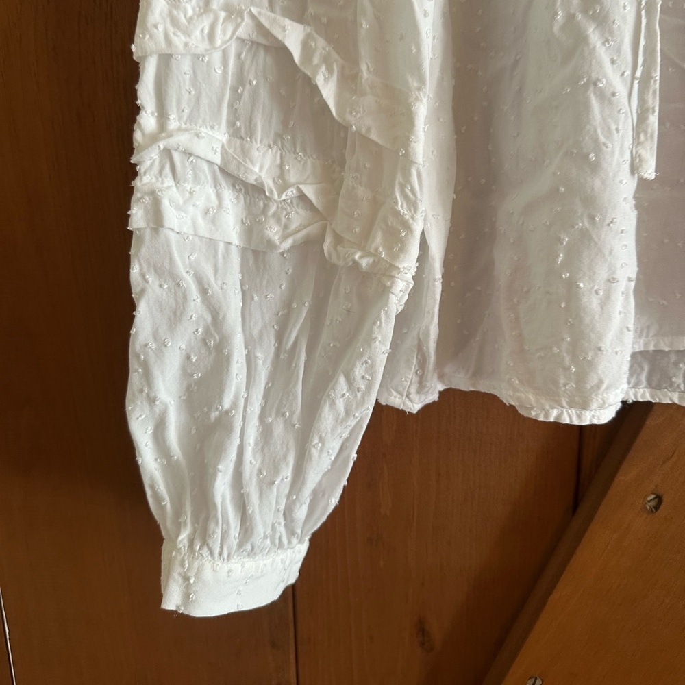 LOFT Women's White Ruffle Peasant Blouse Sz XS - Picture 2 of 8